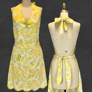 VINTAGE 70s kitchen full apron floral household chore utility craft art studio